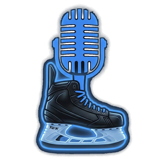 Rink Rocks logo: a hockey skate and a neon microphone